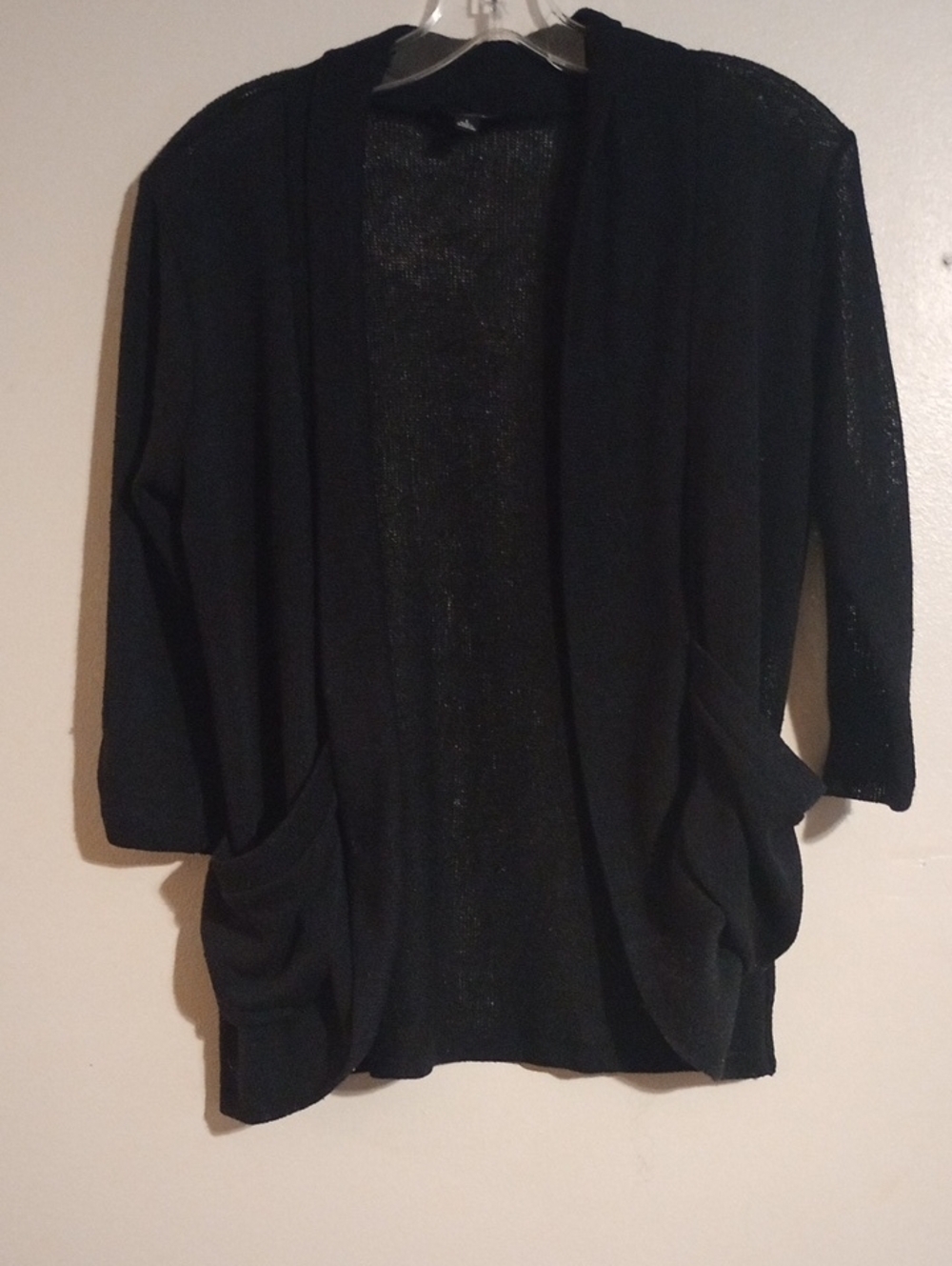 Iris Basic Black Open-Front 2 Pocket Cardigan Soft Flowy Sz Large